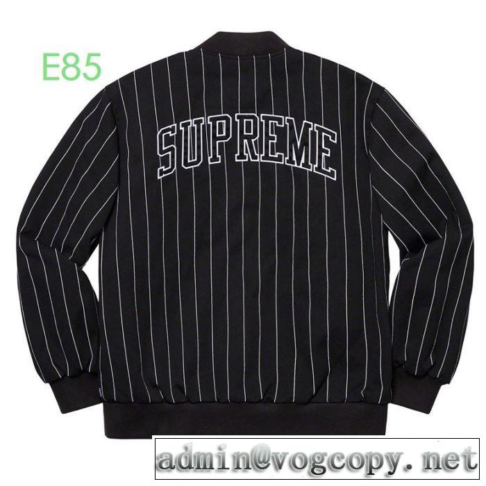 大人かわいい秋冬コーデを楽しみ  野球ウェア2019トレンドアイテム激安  2色可選  Supreme Pintripe Varsity Jacket