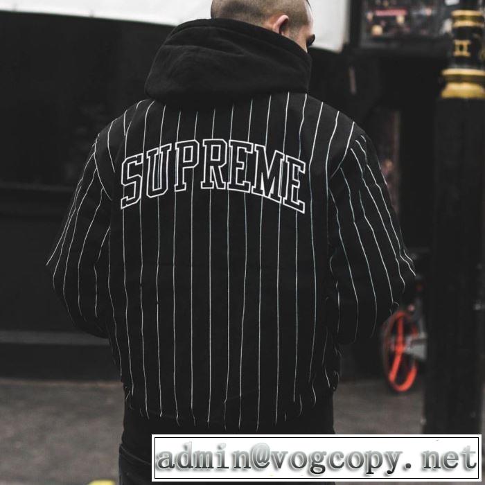 大人かわいい秋冬コーデを楽しみ  野球ウェア2019トレンドアイテム激安  2色可選  Supreme Pintripe Varsity Jacket