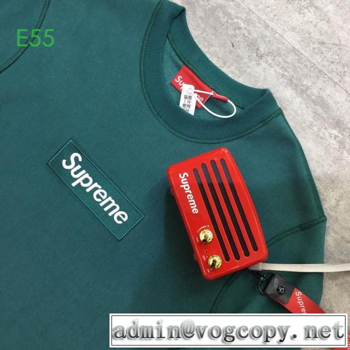 今季トレンド抜け感新品 2019AW Supreme box logo crewneck  カジュアルコーデオシャレ プルオーバーパーカー