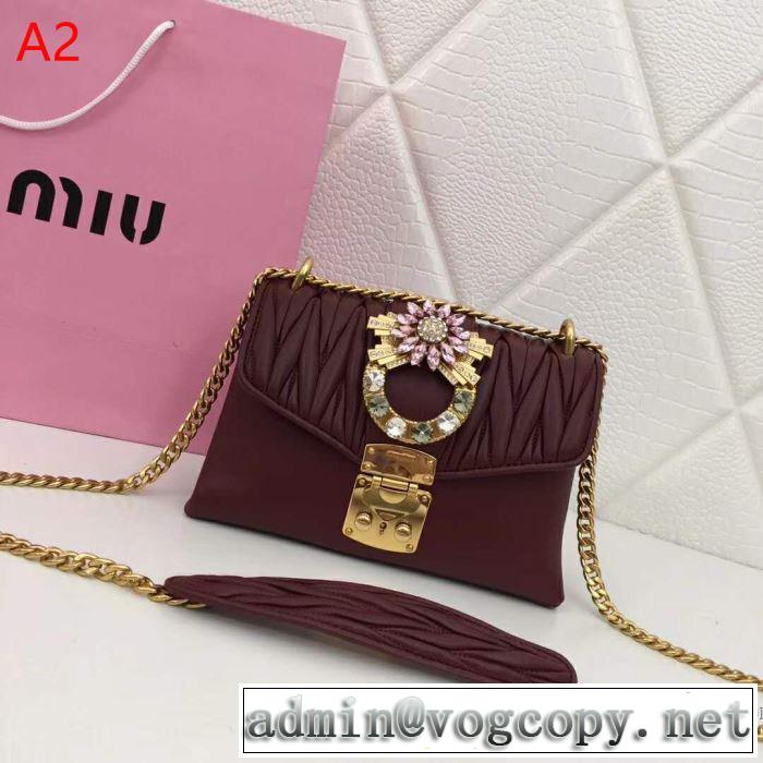 ミュウミュウ MIUMIU 斜め掛けバッグ 4色可選 2019春夏トレンドアイテム 今っぽく新作アイテム