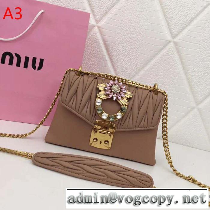 ミュウミュウ MIUMIU 斜め掛けバッグ 4色可選 2019春夏トレンドアイテム 今っぽく新作アイテム