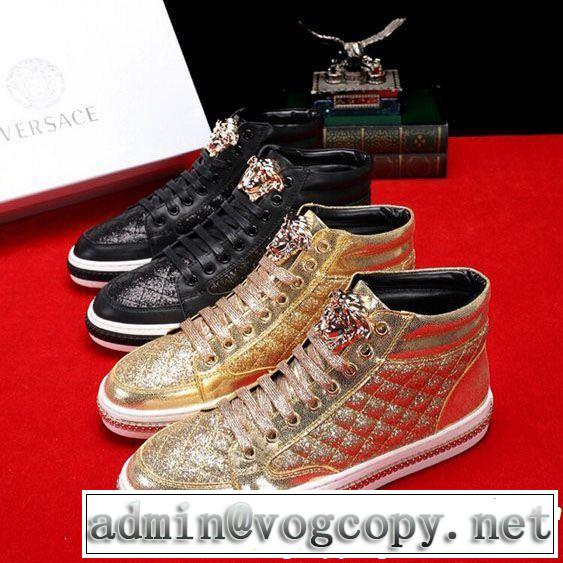 VERSACE ヴェルサーチ ハイトップシューズ 2色可選 2019即旬な装いに ドレスアップ効果も抜群