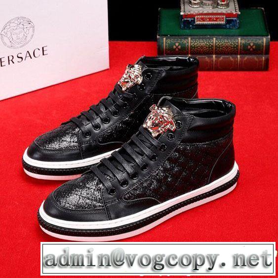 VERSACE ヴェルサーチ ハイトップシューズ 2色可選 2019即旬な装いに ドレスアップ効果も抜群