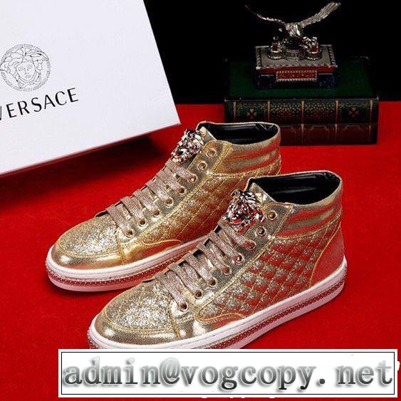 VERSACE ヴェルサーチ ハイトップシューズ 2色可選 2019即旬な装いに ドレスアップ効果も抜群