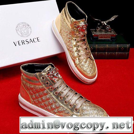 VERSACE ヴェルサーチ ハイトップシューズ 2色可選 2019即旬な装いに ドレスアップ効果も抜群