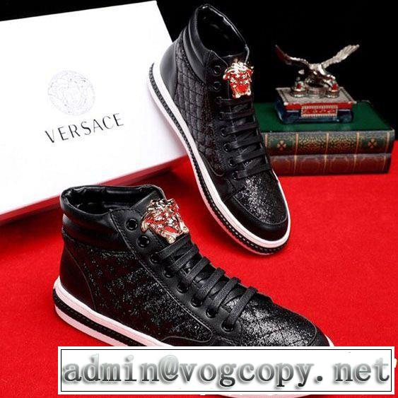 VERSACE ヴェルサーチ ハイトップシューズ 2色可選 2019即旬な装いに ドレスアップ効果も抜群