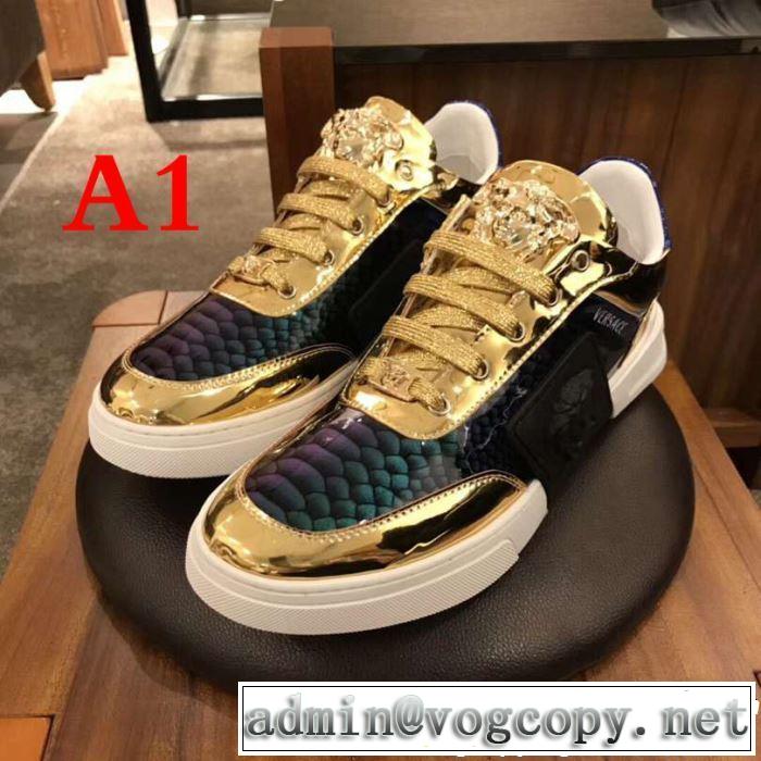 春夏の流行りトップス 2019春夏人気トレンドアイテム VERSACE ヴェルサーチ ハイトップシューズ 3色可選