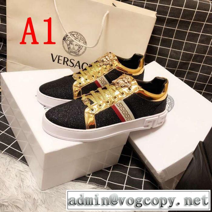 季節をまたい新作アイテム 2019夏ファション新品 ヴェルサーチ VERSACE カジュアルシューズ 2色可選