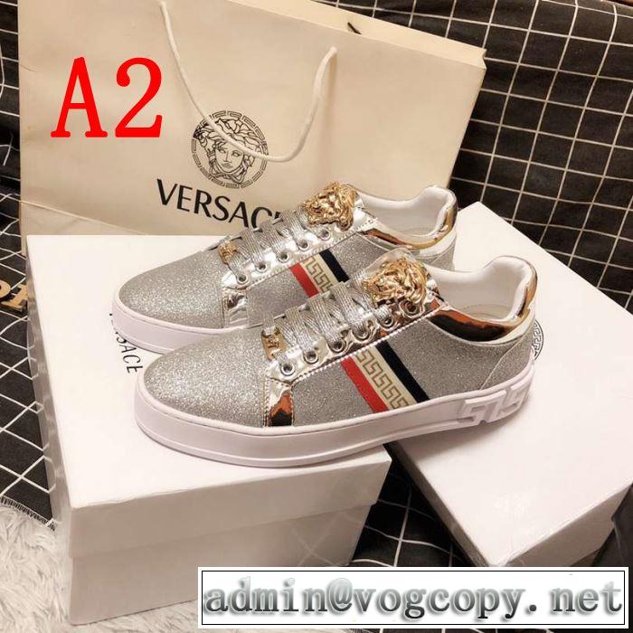季節をまたい新作アイテム 2019夏ファション新品 ヴェルサーチ VERSACE カジュアルシューズ 2色可選