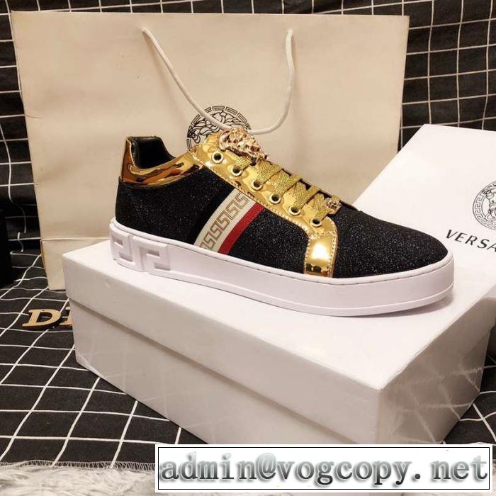 季節をまたい新作アイテム 2019夏ファション新品 ヴェルサーチ VERSACE カジュアルシューズ 2色可選