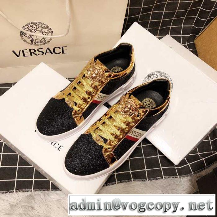 季節をまたい新作アイテム 2019夏ファション新品 ヴェルサーチ VERSACE カジュアルシューズ 2色可選