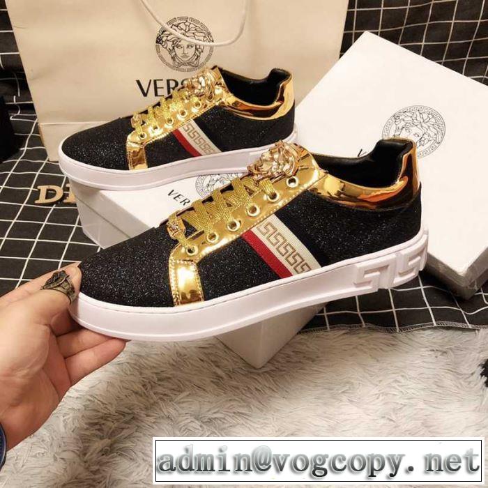 季節をまたい新作アイテム 2019夏ファション新品 ヴェルサーチ VERSACE カジュアルシューズ 2色可選