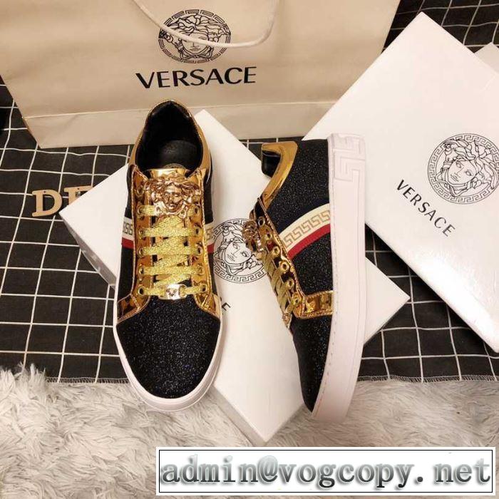 季節をまたい新作アイテム 2019夏ファション新品 ヴェルサーチ VERSACE カジュアルシューズ 2色可選