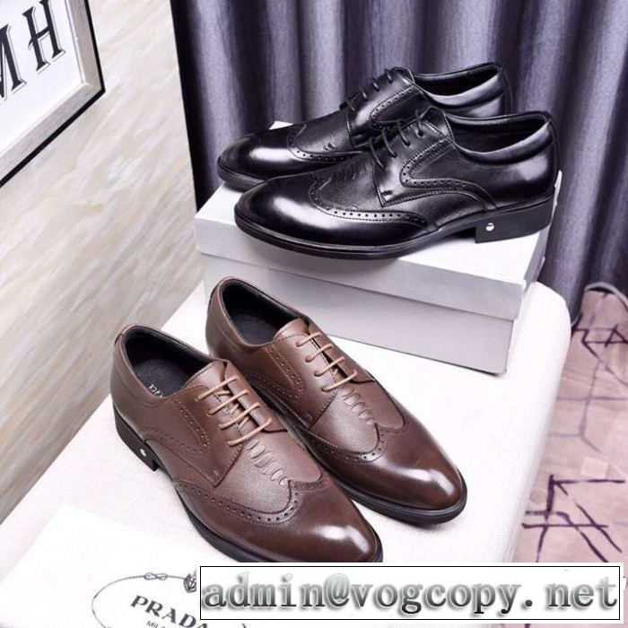 完売必須 革靴新作限定めっちゃ綺麗色 PRADA プラダ 2色可選 2019限定 男性に人気