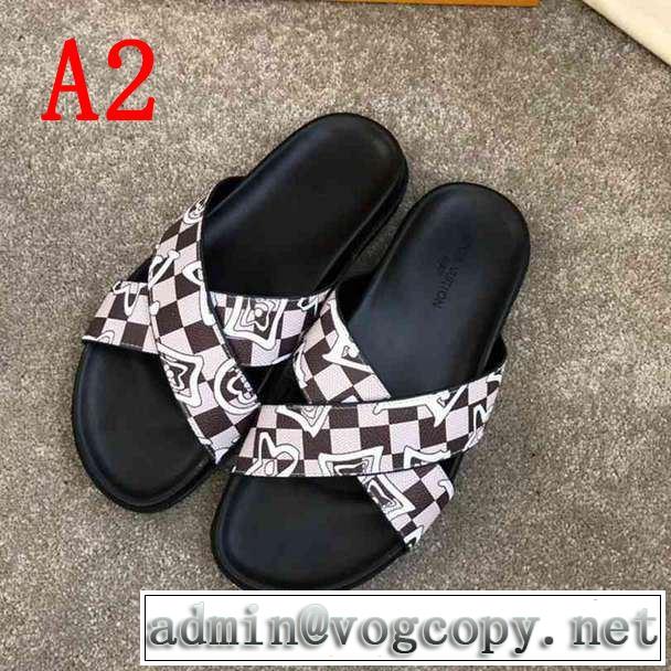  夏の大人カジュアルスタイル ルイ ヴィトンキレイめ感が強い  LOUIS VUITTON 4色可選 サンダル きれいめ派に上質