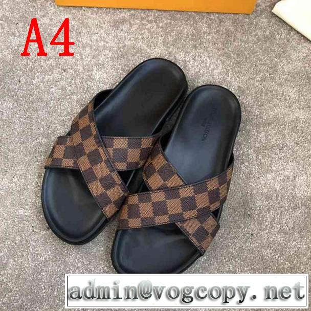  夏の大人カジュアルスタイル ルイ ヴィトンキレイめ感が強い  LOUIS VUITTON 4色可選 サンダル きれいめ派に上質