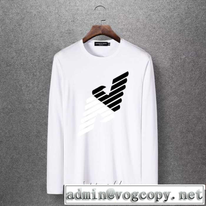 秋冬にお世話になる定番 先取り 2019/2020秋冬ファッション アルマーニ ARMANI 長袖Tシャツ 4色可選