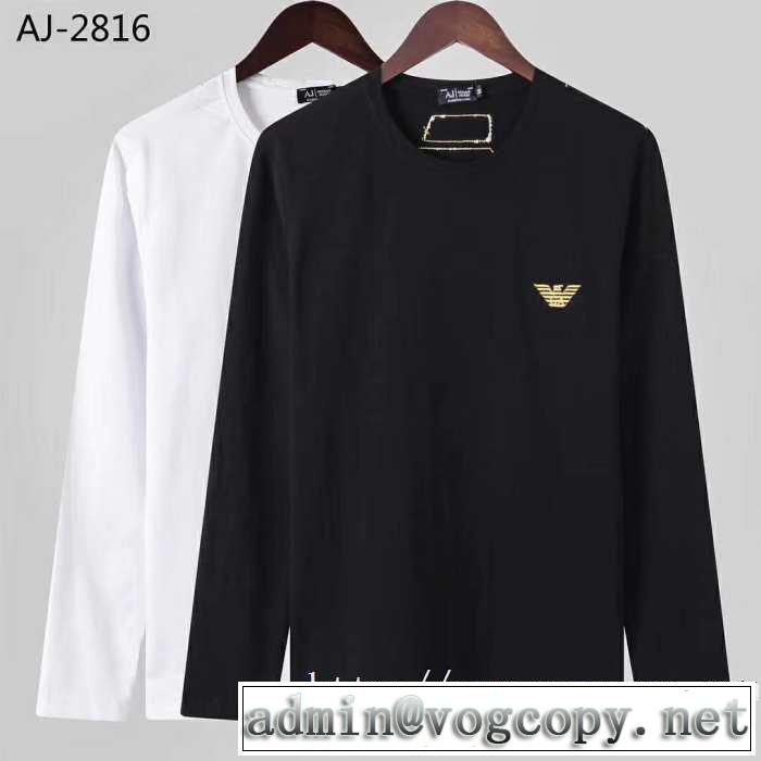 アルマーニ ARMANI 長袖Tシャツ 2色可選 今年らしい新しい人気色 2019トレンド秋冬おすすめ安い