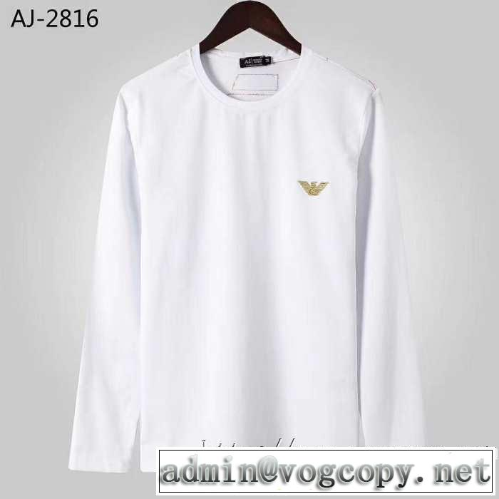アルマーニ ARMANI 長袖Tシャツ 2色可選 今年らしい新しい人気色 2019トレンド秋冬おすすめ安い