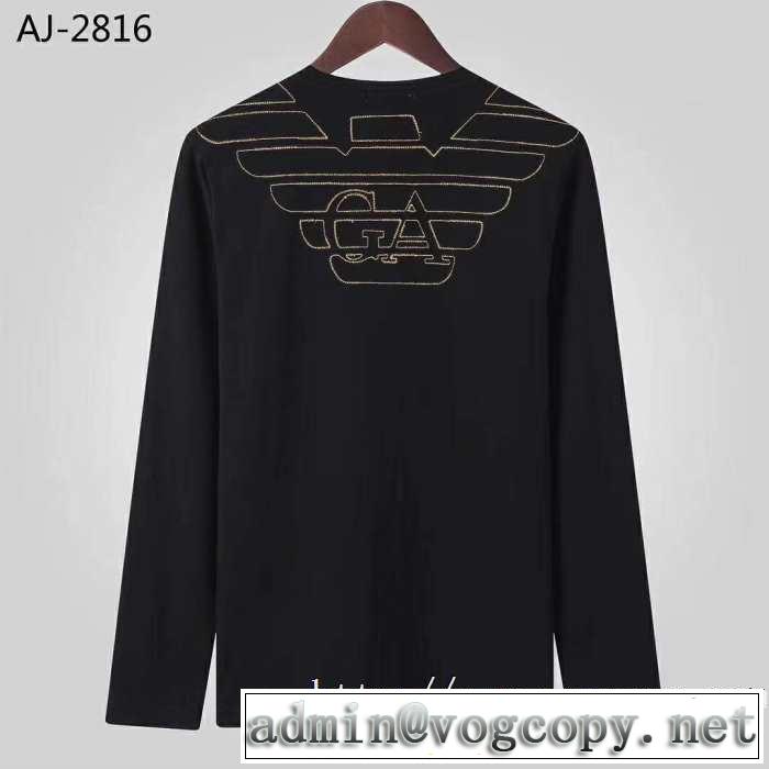 アルマーニ ARMANI 長袖Tシャツ 2色可選 今年らしい新しい人気色 2019トレンド秋冬おすすめ安い