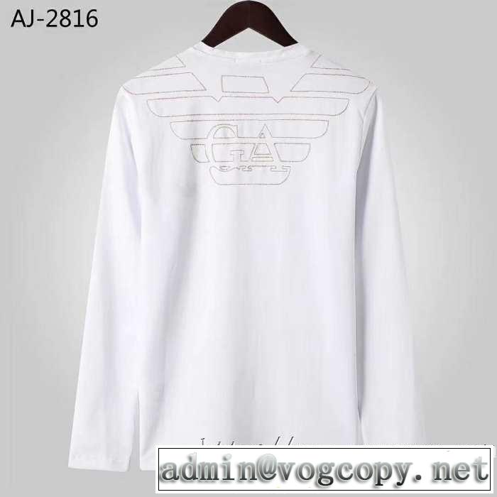 アルマーニ ARMANI 長袖Tシャツ 2色可選 今年らしい新しい人気色 2019トレンド秋冬おすすめ安い