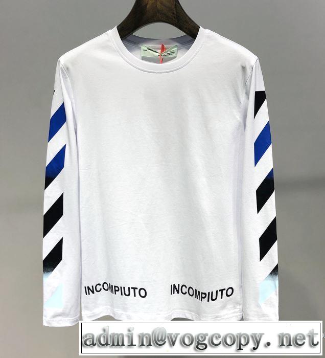 長袖Tシャツ 2色可選 2019春夏トレンドアイテム おしゃれデザインも大人気 Off-White オフホワイト