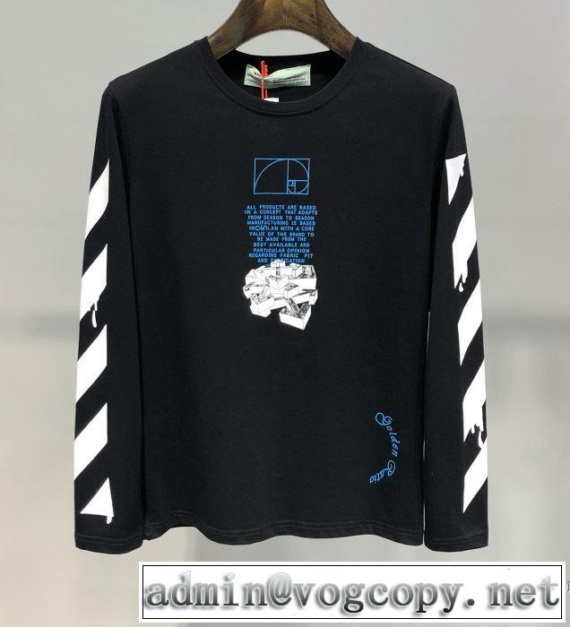 長袖Tシャツ 2色可選 大人カジュアル夏ファッション2019 今季トレンドの限定アイテム Off-White オフホワイト