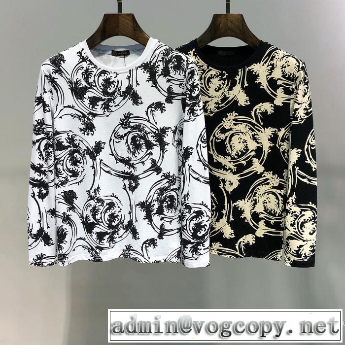 大人カジュアル夏ファッション2019 ヴェルサーチ VERSACE 長袖Tシャツ 2色可選 暑い季節も大活躍