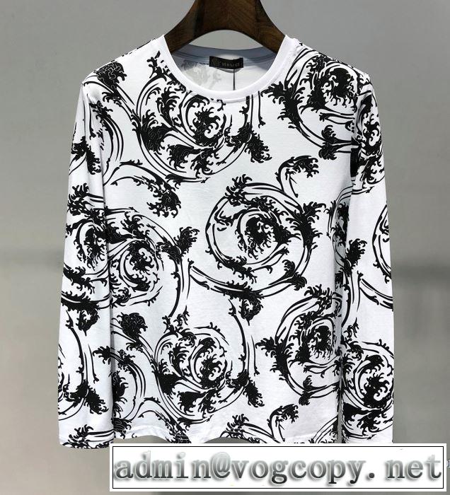 大人カジュアル夏ファッション2019 ヴェルサーチ VERSACE 長袖Tシャツ 2色可選 暑い季節も大活躍