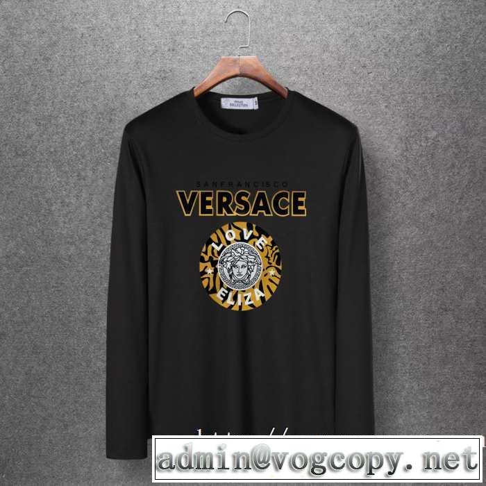 毎日はちょっとイイ秋冬新品 2019秋冬トレンドアイテム ヴェルサーチ VERSACE 長袖Tシャツ 4色可選