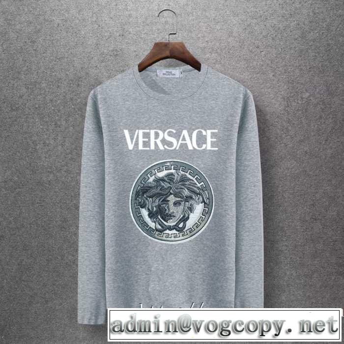 4色可選 長袖Tシャツ 今年注目すべき秋冬ファッション 2019トレンドアイテム激安 ヴェルサーチ VERSACE