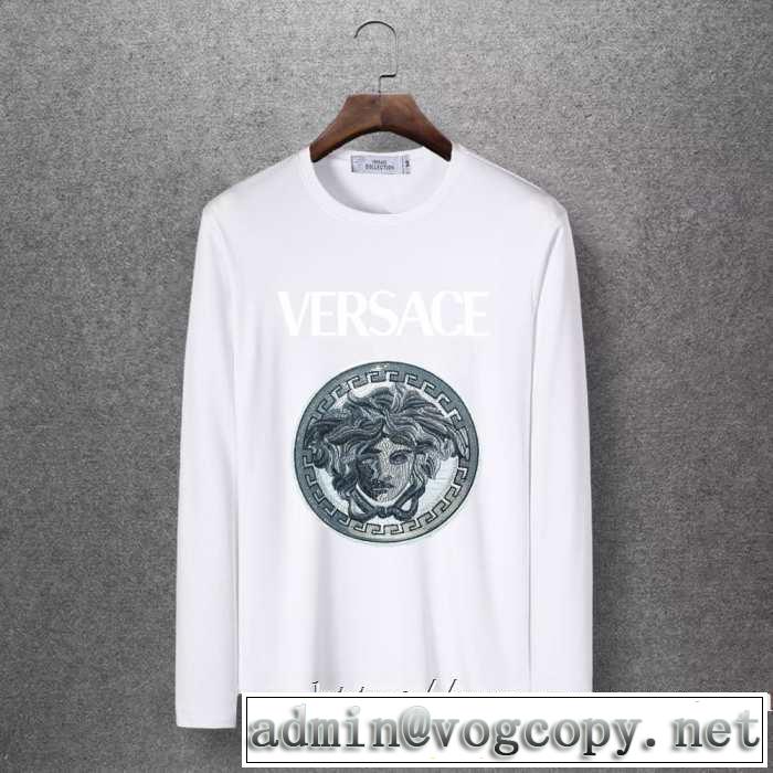 4色可選 長袖Tシャツ 今年注目すべき秋冬ファッション 2019トレンドアイテム激安 ヴェルサーチ VERSACE