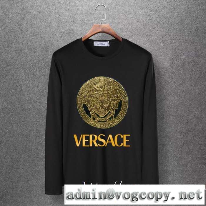 速報！2019年秋ファッショントレンド ヴェルサーチ VERSACE 長袖Tシャツ 4色可選 秋冬に大注目のカラー