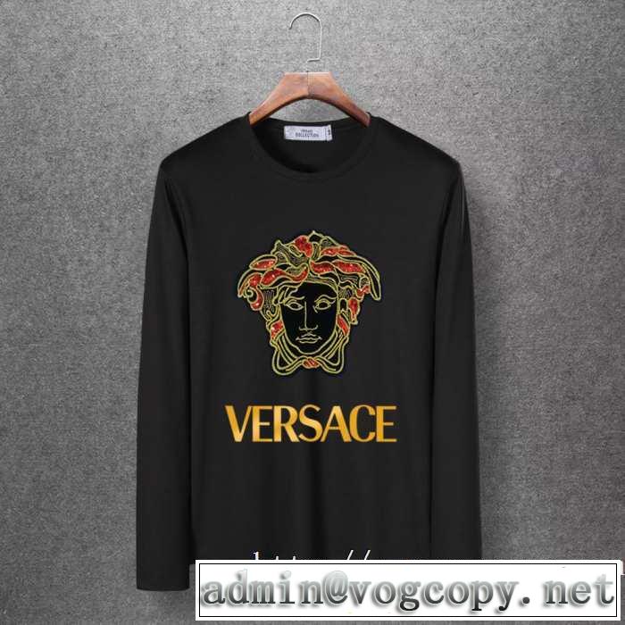 一番おしゃれ秋冬トレンド 最重要！2019秋冬トレンド ヴェルサーチ VERSACE 長袖Tシャツ 4色可選