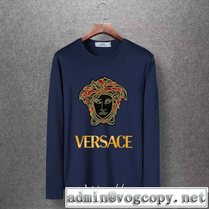 一番おしゃれ秋冬トレンド 最重要！2019秋冬トレンド ヴェルサーチ VERSACE 長袖Tシャツ 4色可選