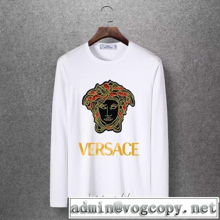 一番おしゃれ秋冬トレンド 最重要！2019秋冬トレンド ヴェルサーチ VERSACE 長袖Tシャツ 4色可選