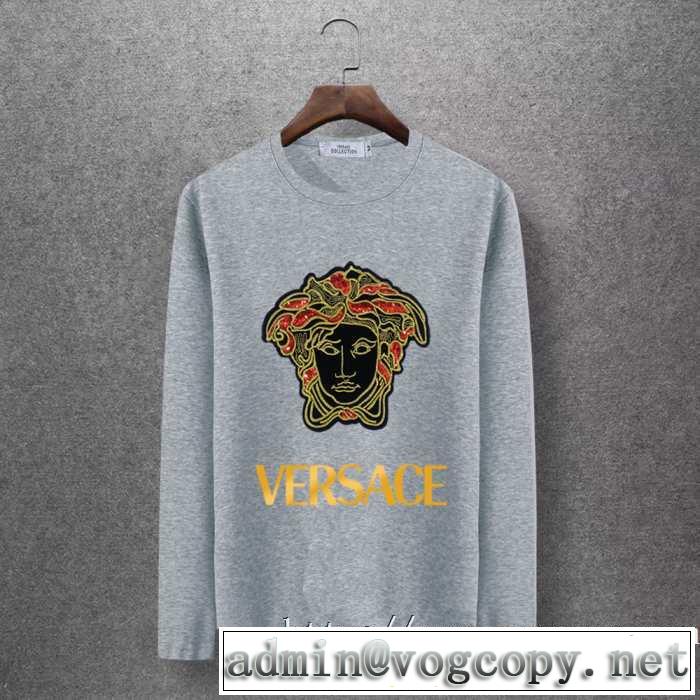 一番おしゃれ秋冬トレンド 最重要！2019秋冬トレンド ヴェルサーチ VERSACE 長袖Tシャツ 4色可選