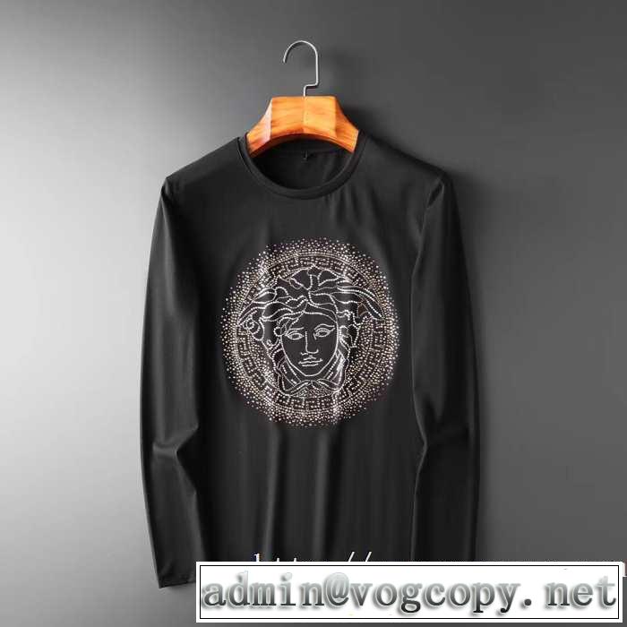 ヴェルサーチ VERSACE 長袖Tシャツ 2色可選 2019トレンドカラー秋冬セール 機能性が良くブランド新品
