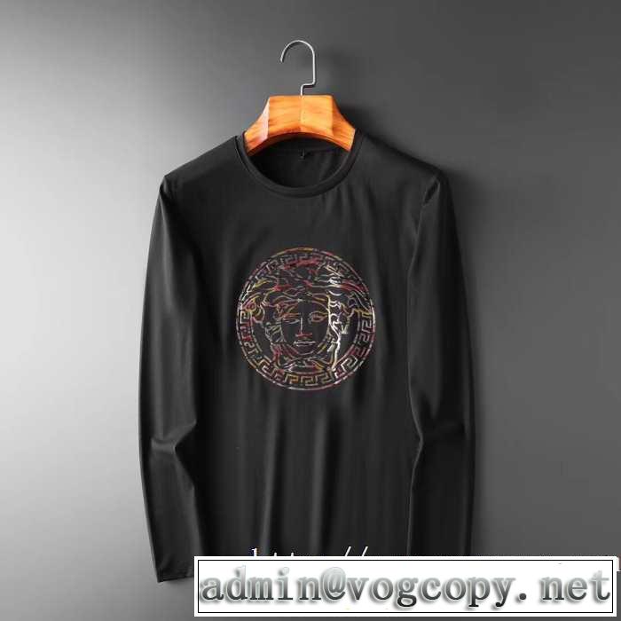 2019秋冬トレンドアイテム 人気ファッション雑誌でも掲載 ヴェルサーチ VERSACE 長袖Tシャツ 2色可選