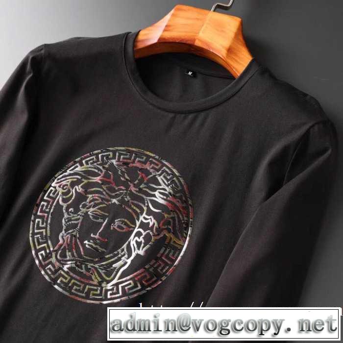 2019秋冬トレンドアイテム 人気ファッション雑誌でも掲載 ヴェルサーチ VERSACE 長袖Tシャツ 2色可選