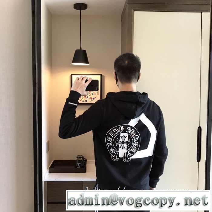 ストリートおしゃれCHROME HEARTS クロムハーツパーカーコピーカジュアルユニセックス最適ジップ スウェットシャツ コーデ
