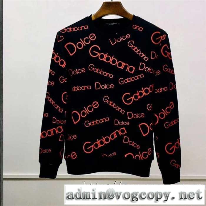 極力暖かさDolce&Gabbana スウェットシャツメンズ D&Gオールオーバープリントバーバリーコピー長袖エレガント秋冬コーデ