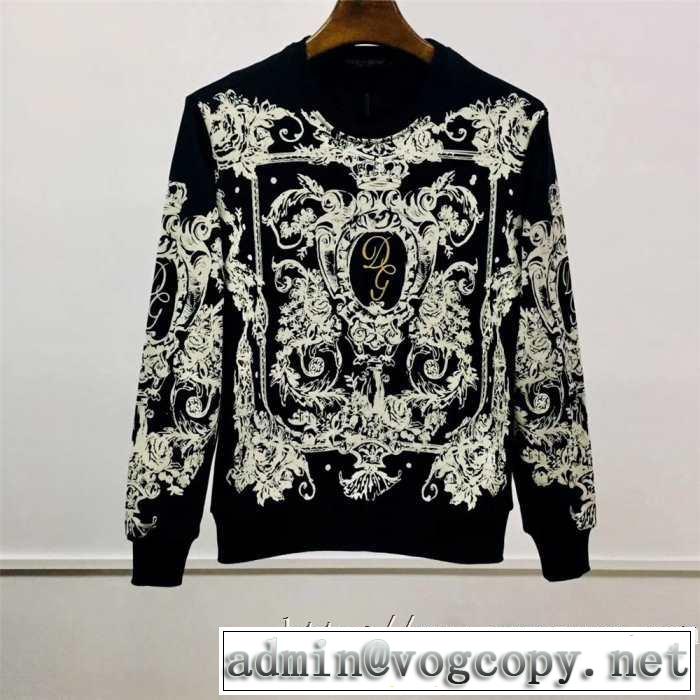 パーカーおすすめ秋冬新着Dolce&Gabbana ドルガバ 服 メンズ 通販スウェットシャツコーデプリントエレガントクラシック上品