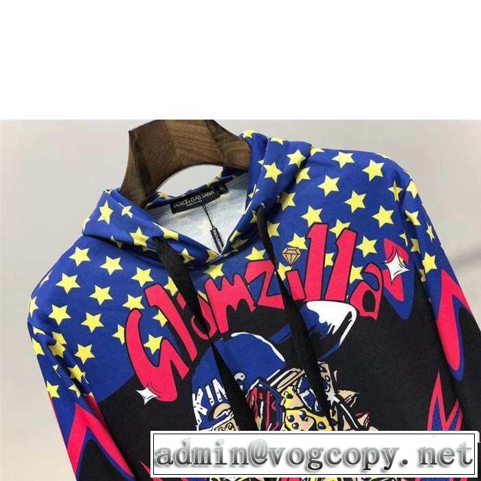 Dolce&Gabbanaコットン スーパーヒーローKINGプリントスウェットシャツドルガバスーパーコピー 激安パーカーサイズ感着こなし