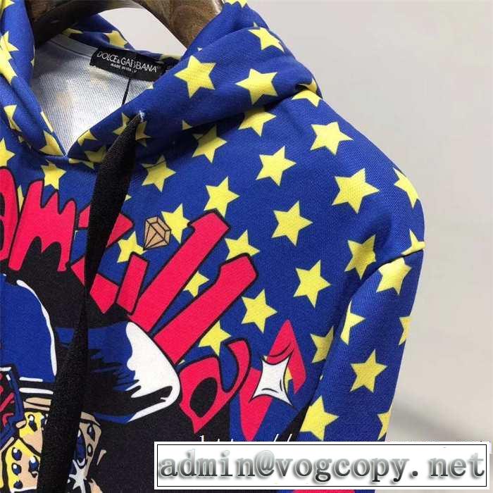 Dolce&Gabbanaコットン スーパーヒーローKINGプリントスウェットシャツドルガバスーパーコピー 激安パーカーサイズ感着こなし