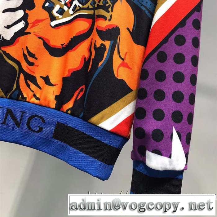 30代男性にスウェットシャツコーデDolce&Gabbana コットン スーパーヒーローKINGプリントパーカーエレガント秋冬定番新作
