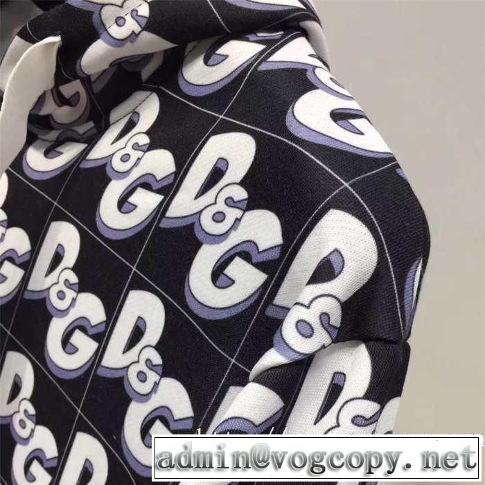 秋冬限定新作コットン D&GオールオーバープリントスウェットシャツおすすめDolce&Gabbana パーカーG9OF9TFS737HNW07