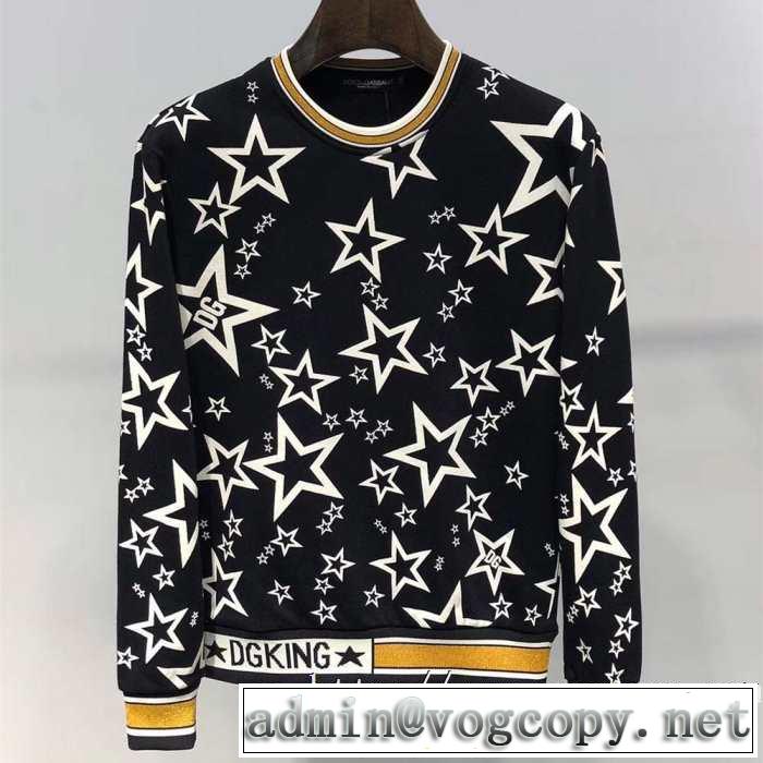 秋冬スウェットシャツおすすめDolce&Gabbana 通販ドルチェ＆ガッバーナパーカーボタン ジャージー フロックスタープリント 新作