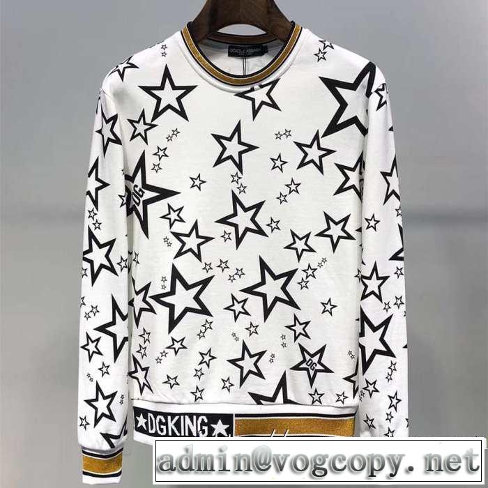 秋冬スウェットシャツおすすめDolce&Gabbana 通販ドルチェ＆ガッバーナパーカーボタン ジャージー フロックスタープリント 新作