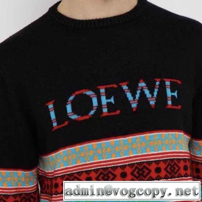 芸能人愛用LOEWE Eln Stripe Sweater 新作 ロエベ ニットウェア メンズ 大きサイズ 軽い着心地 人気色 伸縮性2019年のトレンド